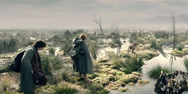 Frodo and Sam following Gollum through the Dead Marshes