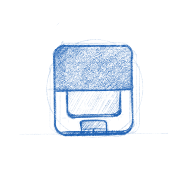 Laptop device icon sketch.