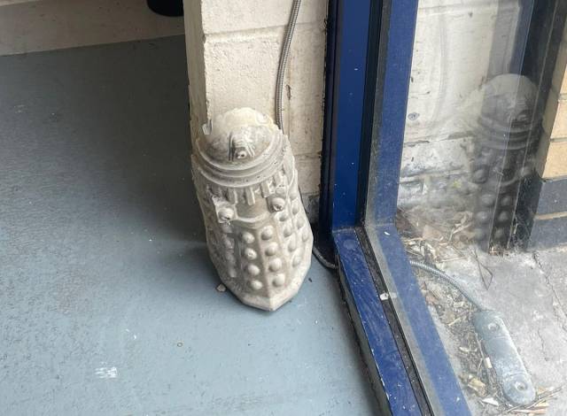 The dalek figuring, now inside the Vagina Museum 