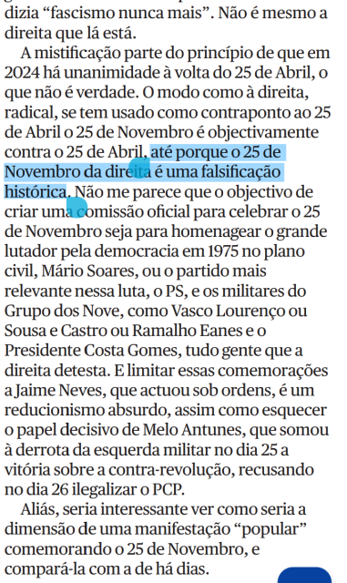Parte do artigo de hoje, no Público, de José Pacheco Pereira sobre o 25 de abril e a tentativa da direita de se apropriar de uma data supostamente alternativa à vitória da liberdade.