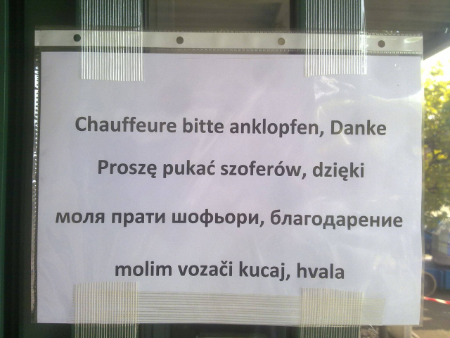 I guess the translation should say "Drivers, please knock" but ended up "Please knock the drivers". 