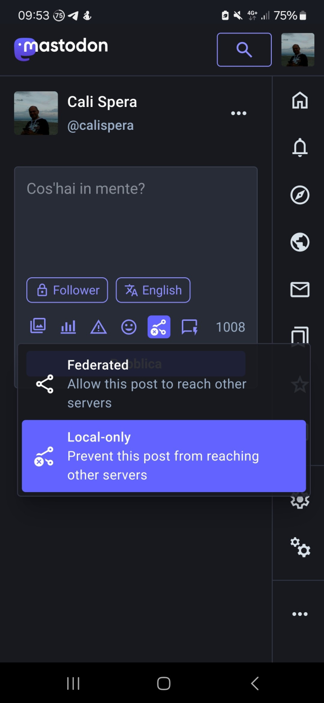 A screenshot of a toot ready to go on local instance only