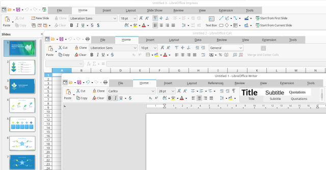 Screenshot of tabbed LibreOffice user interface