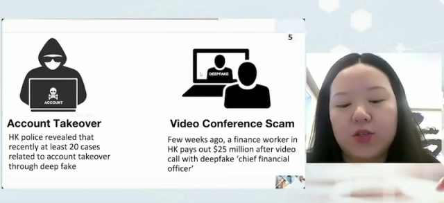Snapshot of the video recording of Sophia Wu presenting "Fighting the Deepfake Threats"