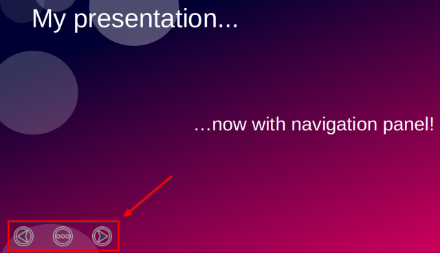 Screenshot of presentation with the navigational bar showing