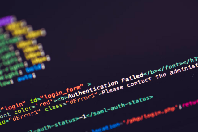 A screen displaying code that reads "Authentication Failed. Please contact the administrator". Image created by Markus Spiske on Unsplash.