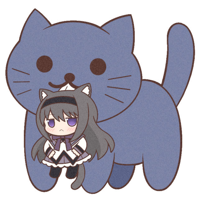 A large cat holding a regular size cat girl or a normal size cat holding a tiny cat girl depending on your definition of what is large and small, and whether that scientist I funded given was able to make progress on "Project Who's Meowing Now" to genetically modifying domesticated house cats as tall as 99 stacked Cisco Catalyst 9300's.

(art by by yuno385🎨😺👩🏻🐈🤲👁️‍🗨️🔲)