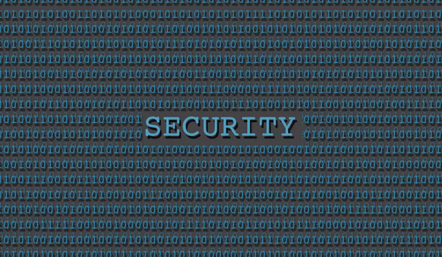 A background of 0s and 1s with the word "security" in the center.