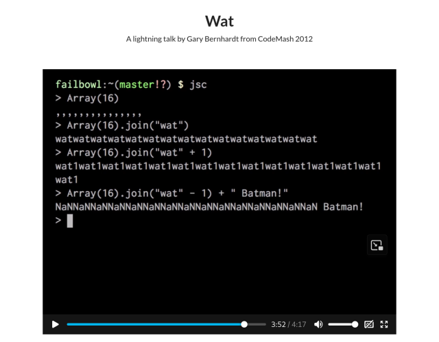 Screenshot of the wat talk recording at the part where Gary shows the aforementioned demo