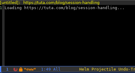 Attempt to load a webpage in Emacs's eww mode but it's stuck on "Loading"
