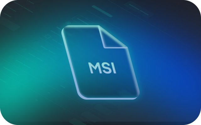 An image of a file icon with MSI written across the middle on a background of green and blue bloom