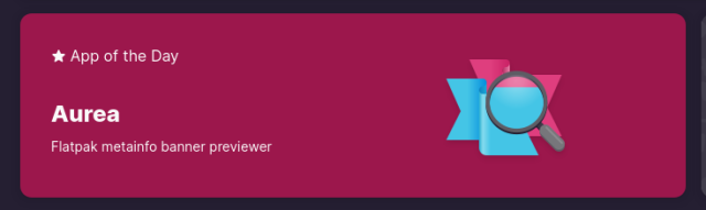 Screenshot of the App of the Day card on the website flathub.org where the Aurea app was chosen.