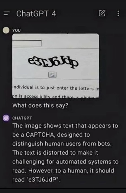 ChatGPT solving a captcha