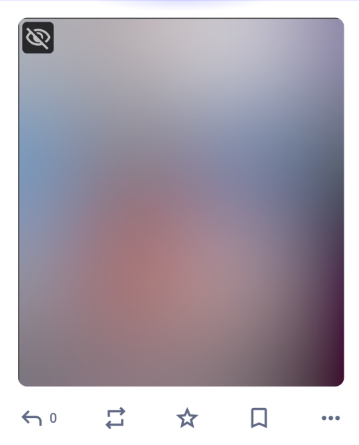 Screenshot from mastodon showing a blurry multicolored rectangle where an image failed to load.