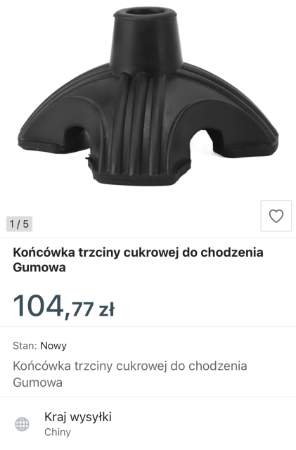 "Końcówka trzciny cukrowej do chodzenia Gumowa" nazwa chińskiej końcówki do laski 