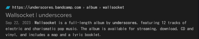 Wallsocket | underscores
Sep 22, 2023 Wallsocket is a full-length album by underscores, featuring 12 tracks of electric and charismatic pop music. The album is available for streaming, download, CD and vinyl, and includes a map and a lyric booklet.