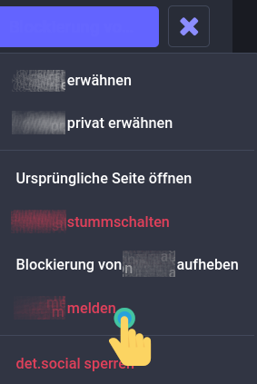Melden von einem Nutzer über Mastodon.