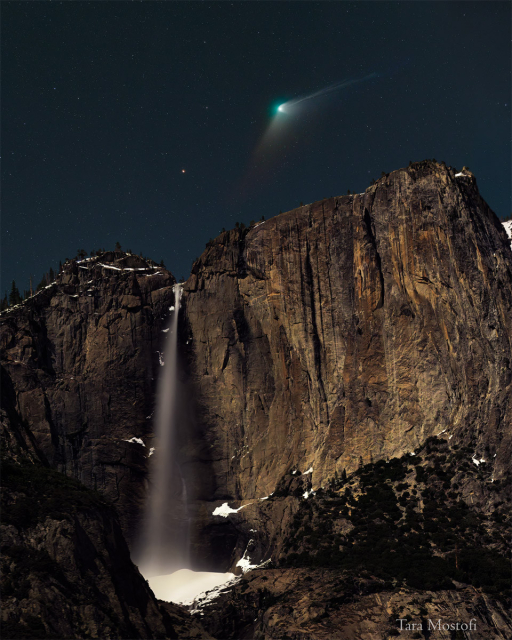 Comet ZTF over Yosemite Falls