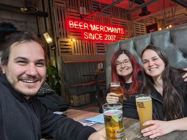 Me, my girlfriend and my sister in a Glasgow pub