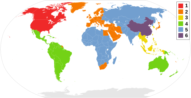 a map of the DVD regions