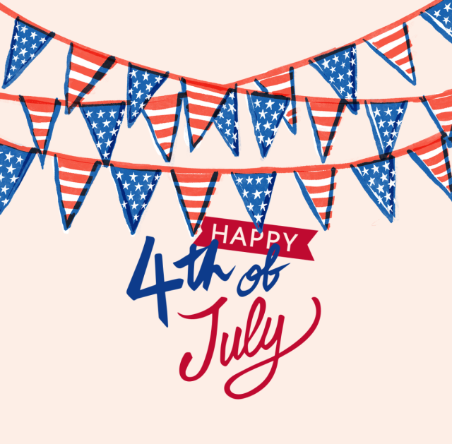 Illustration saying "Happy 4th of July"