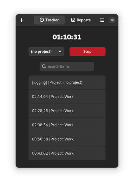 Screenshot of "Time Tracker"