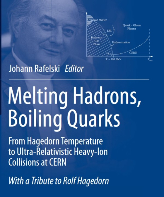 Cover of open-access book Melting Hadrons, Boiling Quarks: From Hagedorn Temperature to Ultra-Relativistic Heavy-Ion Collisions at CERN, edited by Johann Rafelski:

https://link.springer.com/book/10.1007/978-3-319-17545-4