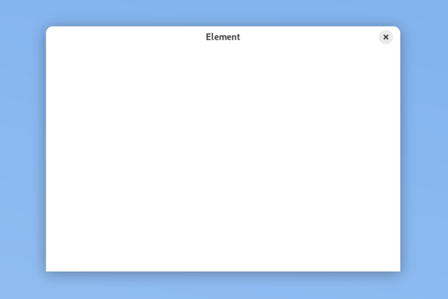 Element's window, with completely blank contents. It's forever stuck like this again.