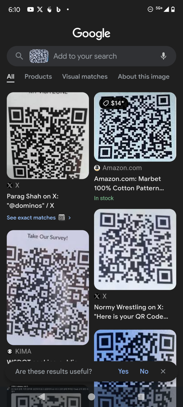 Similar QR codes found on X.com, Amazon.com, etc.