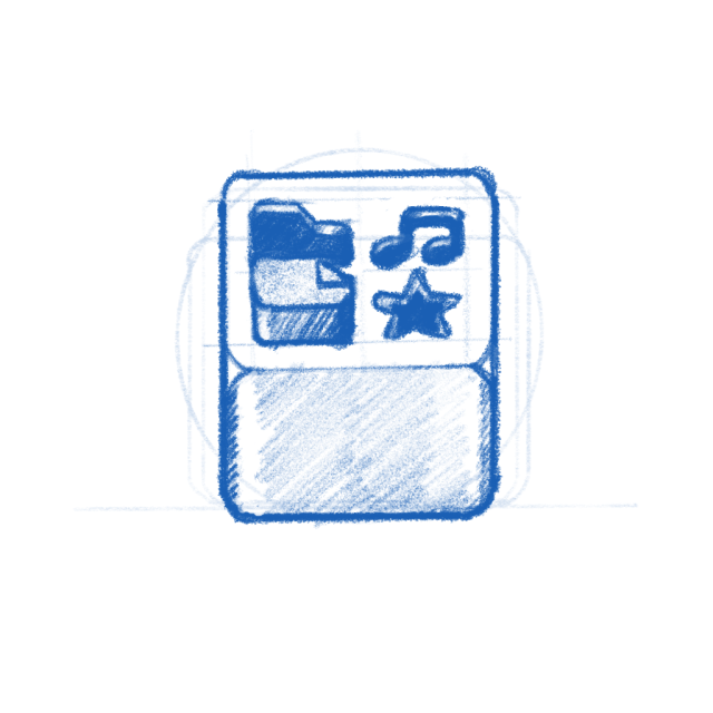 Stereotyping app icon sketch.