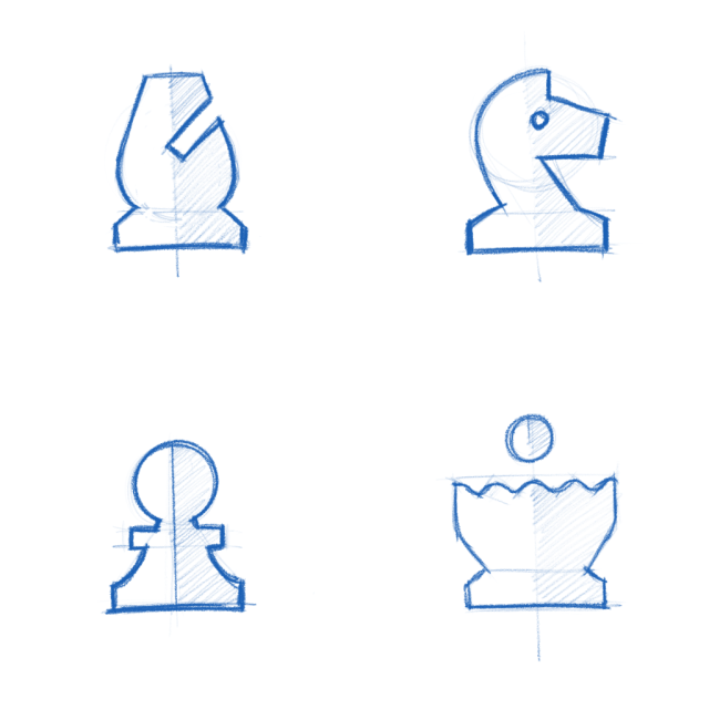 Chess symbolic pieces sketch.