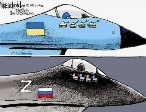 Zeichnung Kampfjets russische ukrainische