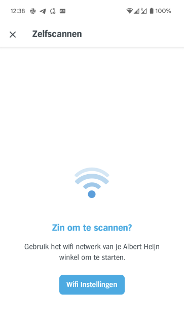 A screenshot of Albert Heijn app not able to connect to the self scan server of the store.