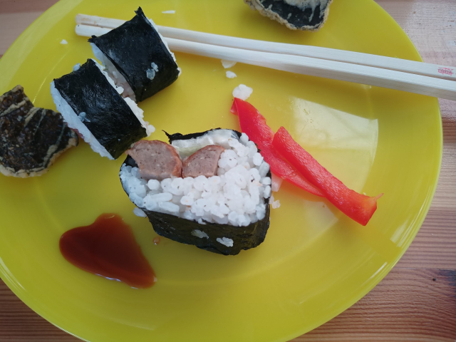 Sushi with a snack instead of fish