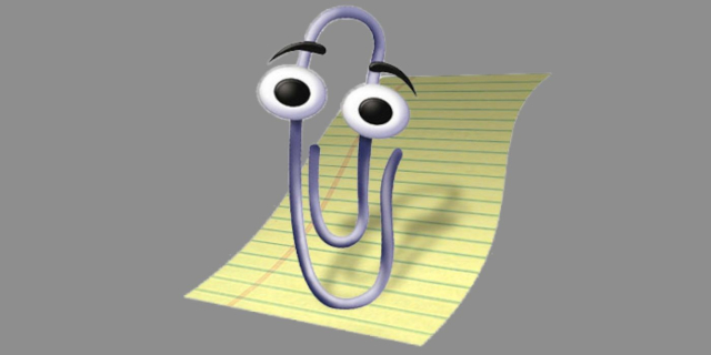 clippy. 
https://en.m.wikipedia.org/wiki/Office_Assistant