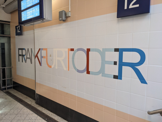 Big letters on a tunnel wall say "Frankfurt Oder".