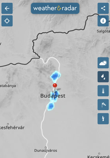 Tiny rain cloud directy on top of Budapest.