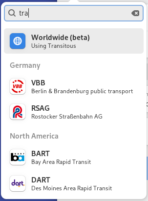 Screenshot of Railway providers popover menu