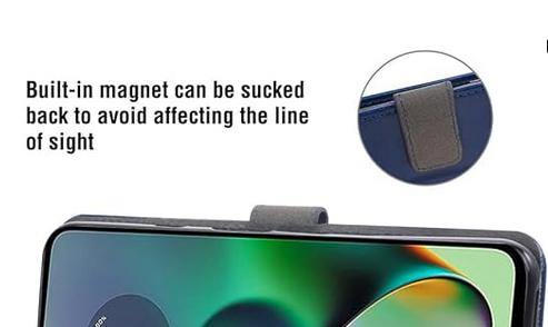 A close up of the latching flap on a smart phone case has the description that the built in magnet can be "sucked back" to avoid flopping over your phone screen.  A bit of poor translation no doubt, but entertaining verb choice.