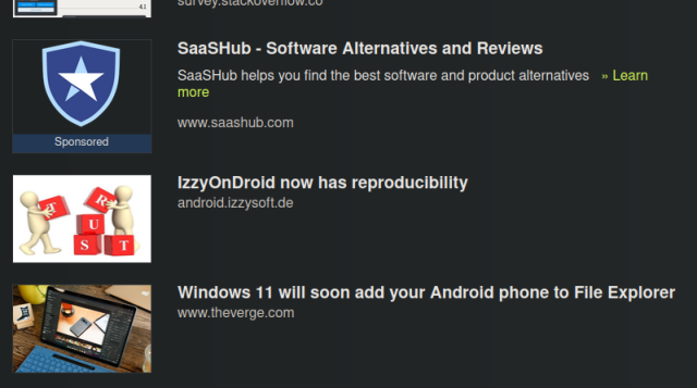 screenshot from the newsletter, showing the IzzyOnDroid RB article titled "IzzyOnDroid now has reproducibility" (linking to the article at IzzyOnDroid)