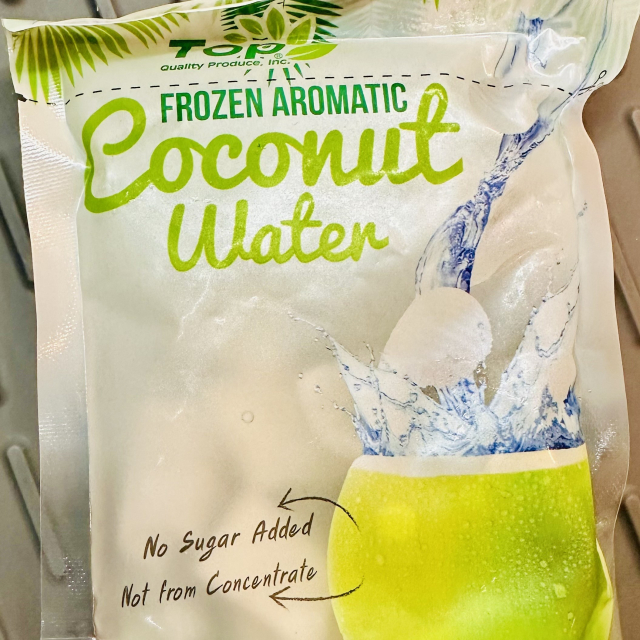 A photo of Top brand frozen aromatic coconut water from Thailand 