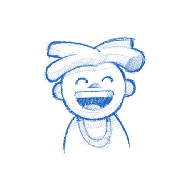 Cheerful character sketch.