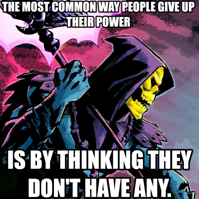 THE MOST COMMON WAY PEOPLE GIVE UP THEIR POWER IS BY THINKING THEY DON'T HAVE ANY.