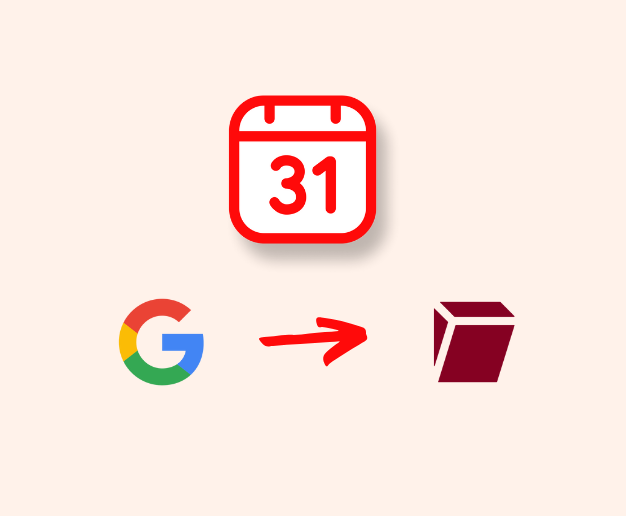 Image of a Tuta calendar icon, and below it is the Gmail logo next to an arrow pointing at the Tuta logo. 