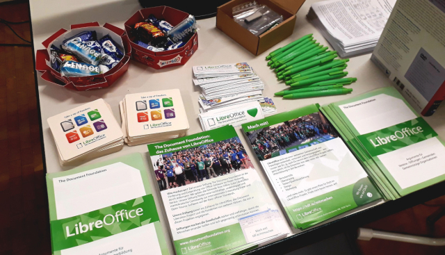 Merchandise on the LibreOffice stand