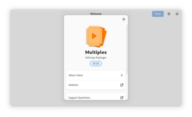 The new Multiplex about dialog