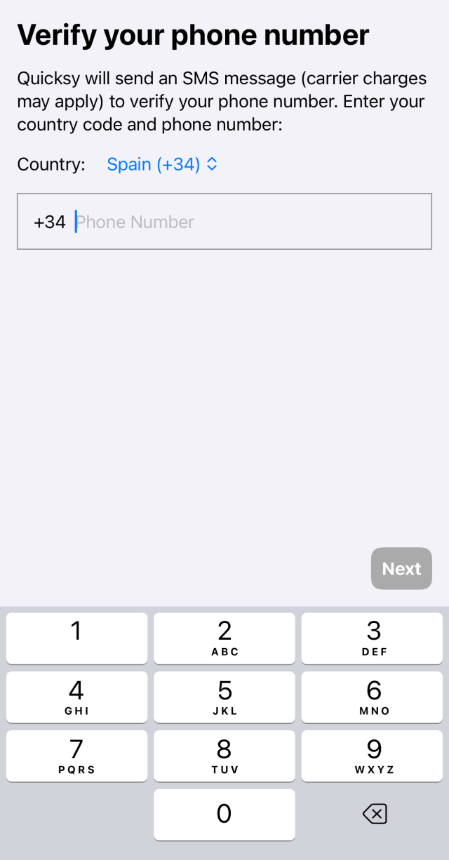 iOS xmpp Quicky app ask user's phone number