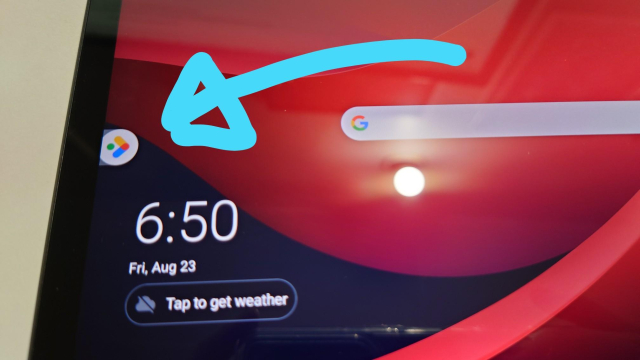 On the left side of the screen is an arrow in the Google colors