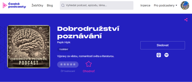 Podcast Dobrodružství poznávání na webu České podcasty
