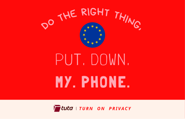 Illustration of a mobile phone, with the text saying, "It's not upload moderation, it's controlled surveillance."